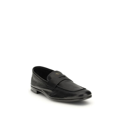 Black Calf Leather Bos Taurus Slip-On Loafers