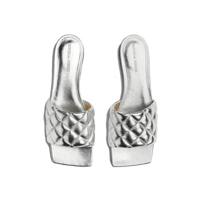 Silver Calfskin Flat Sandals