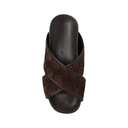 Brown Lamb Leather Flat Sandals