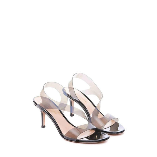 Black Rubber Stiletto Heel Sandals