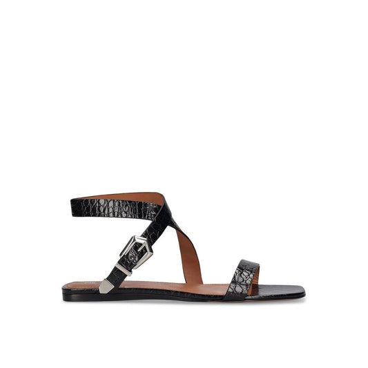Black Calfskin Strap-On Sandals
