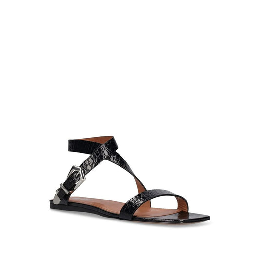 Black Calfskin Strap-On Sandals