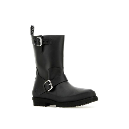 Black Polyester Ankle Boots