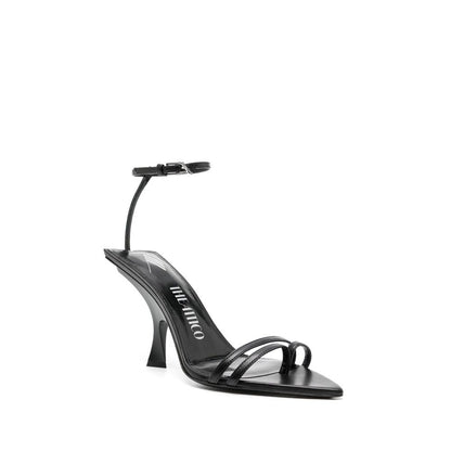 Black Silk Stiletto Heel Sandals