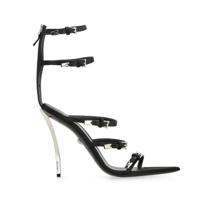 Black Calfskin Stiletto Heel Sandals