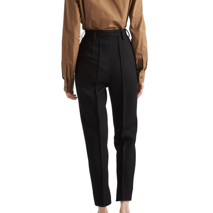 Black Virgin Wool Casual Pants