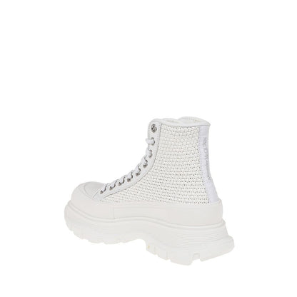 White Raffia High Top Sneakers