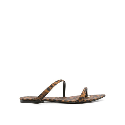 Brown Fabric Flat Sandals