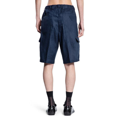 Blue Linen Bermuda Shorts