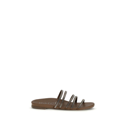 Brown Calf Leather Bos Taurus Flip-Flop Sandals