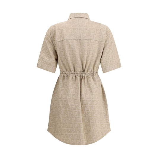 Beige Cotton Casual Dress