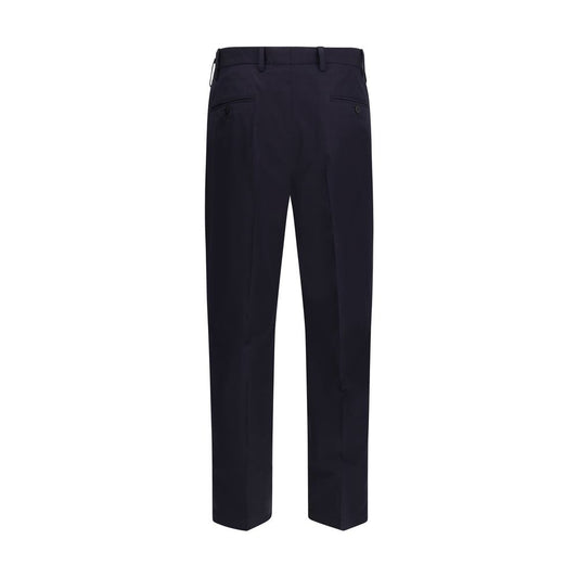 Blue Cotton Casual Pants