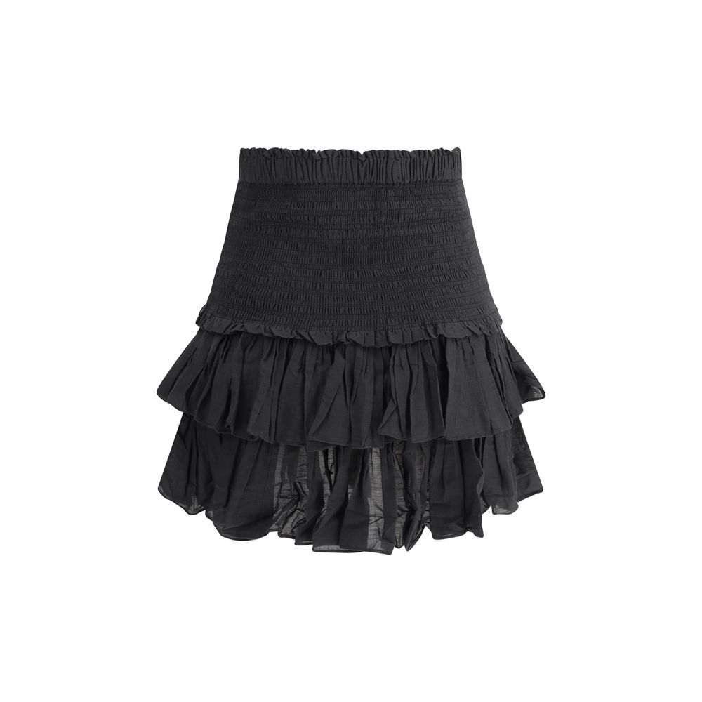 Black Cotton Mini Skirt