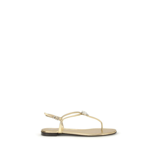 Gold Calf Leather Bos Taurus Flat Sandals