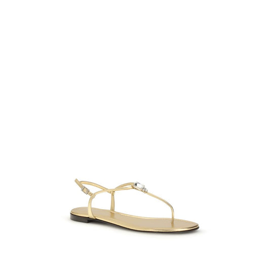 Gold Calf Leather Bos Taurus Flat Sandals