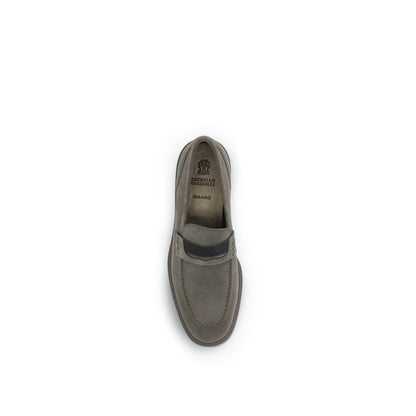 Beige Calf Leather Bos Taurus Slip-On Loafers