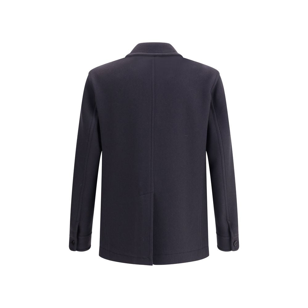 Blue Fleece Wool Coat