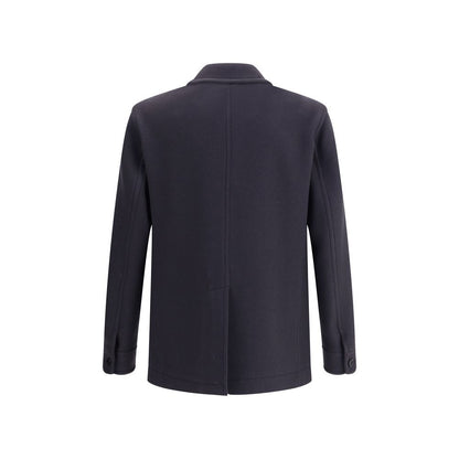 Blue Fleece Wool Coat
