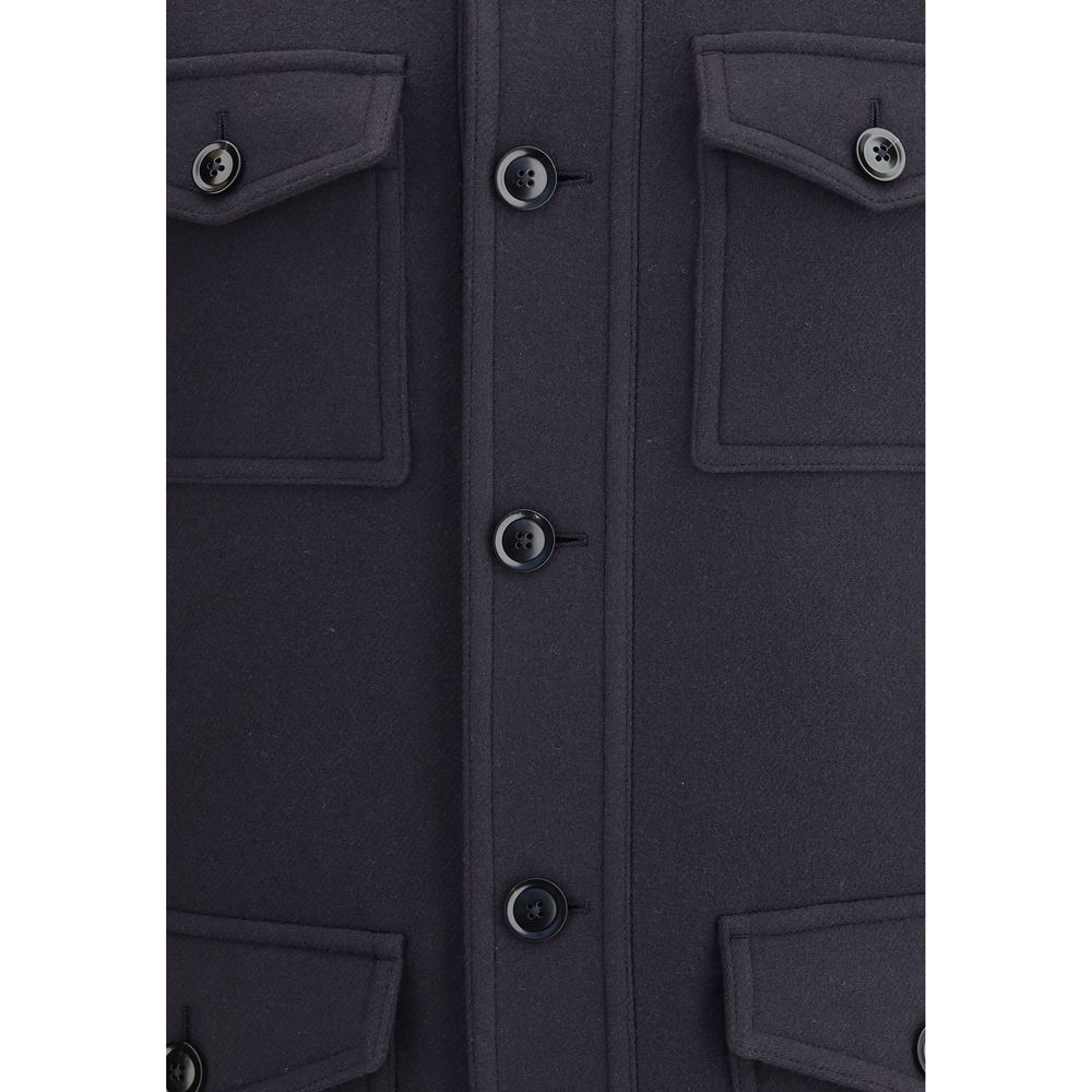 Blue Fleece Wool Coat