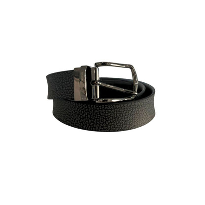 Black Polyvinyl Men's Belt with Leather Trimming