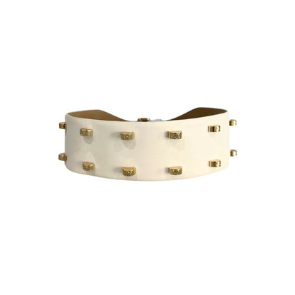 White Genuine Leather Women Belt