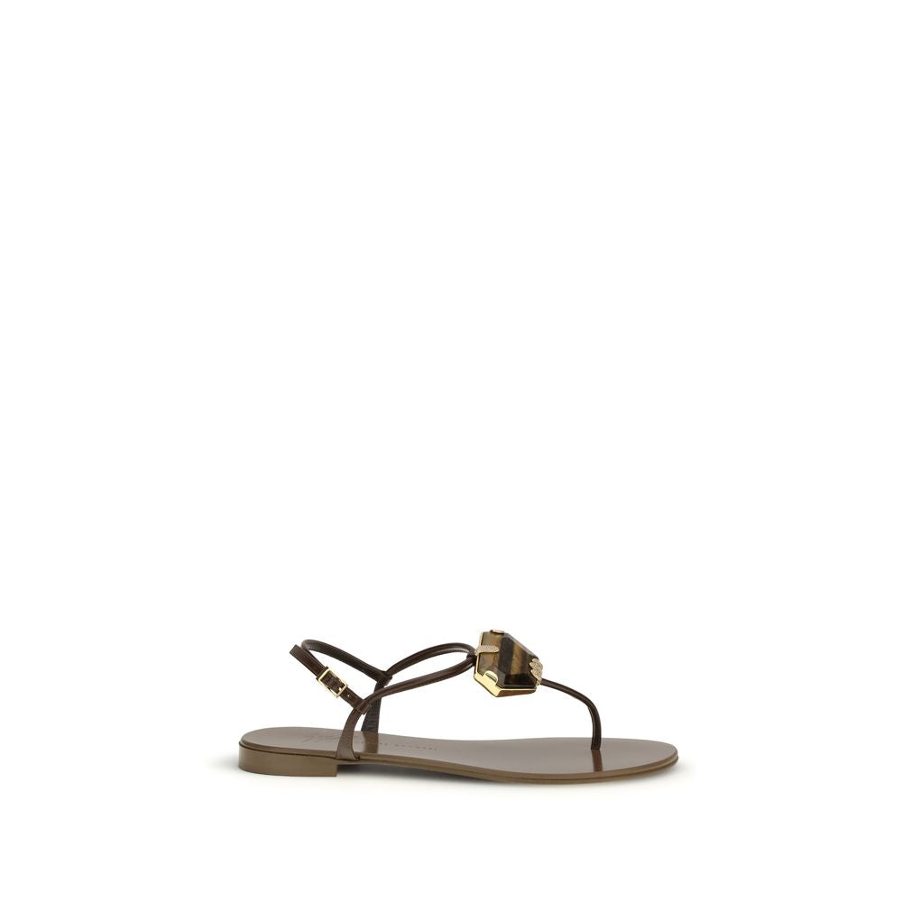 Brown Stainless Steel Flat Sandals