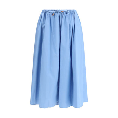 Light Blue Cotton Midi Skirt