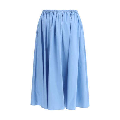 Light Blue Cotton Midi Skirt