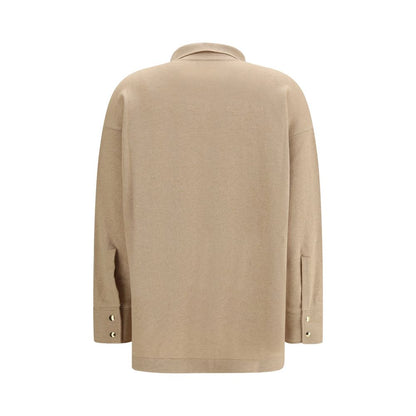 Beige Fleece Wool Dress Shirt