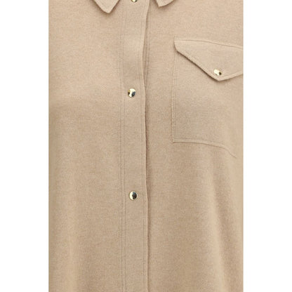 Beige Fleece Wool Dress Shirt