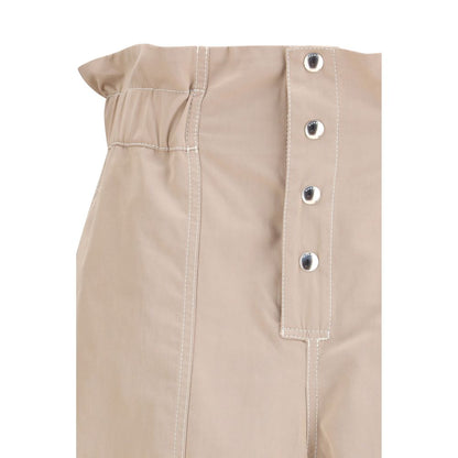 Beige Cotton Casual Pants