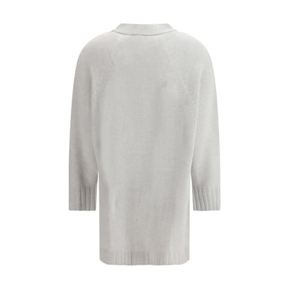 Gray Fleece Wool Cardigan
