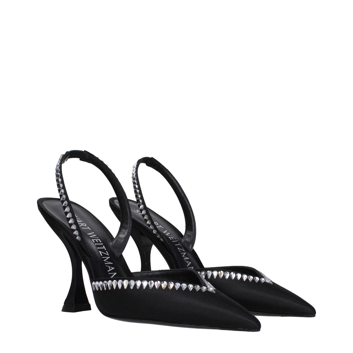 Black Satin Stiletto Heel Sandals