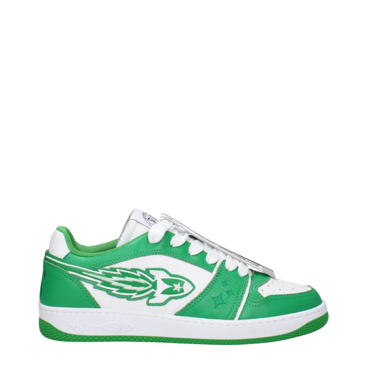 Green Leather Low Top Sneakers