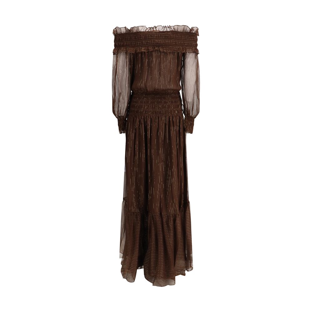 Brown Silk Long Dress