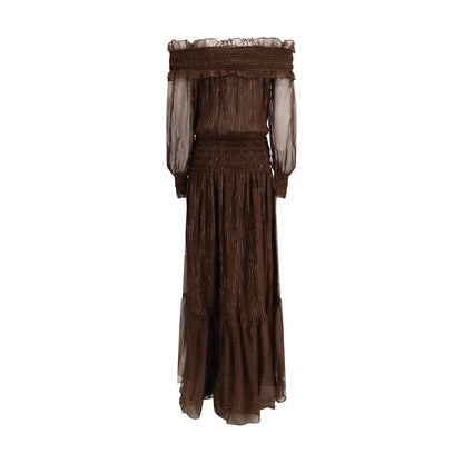 Brown Silk Long Dress
