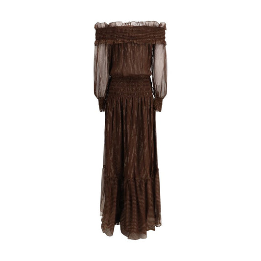 Brown Silk Long Dress