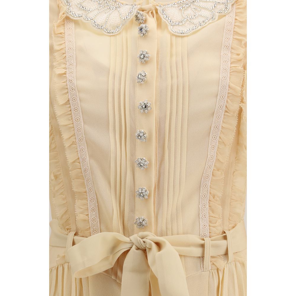 Cream Viscose Casual Dress