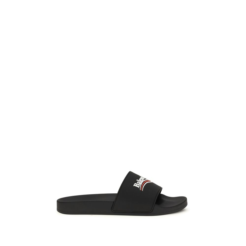 Black Polyurethane Sandals