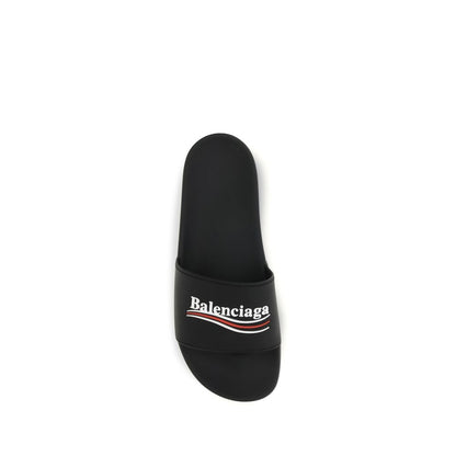 Black Polyurethane Sandals