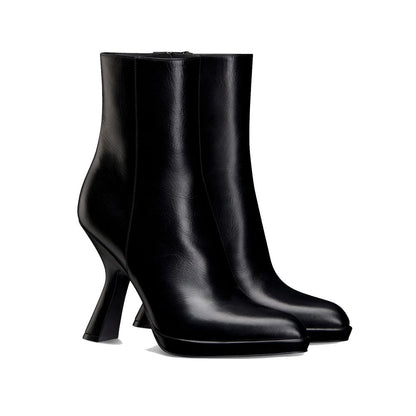 Black Calfskin Ankle Boots