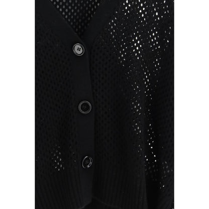 Black Fleece Wool Cardigan