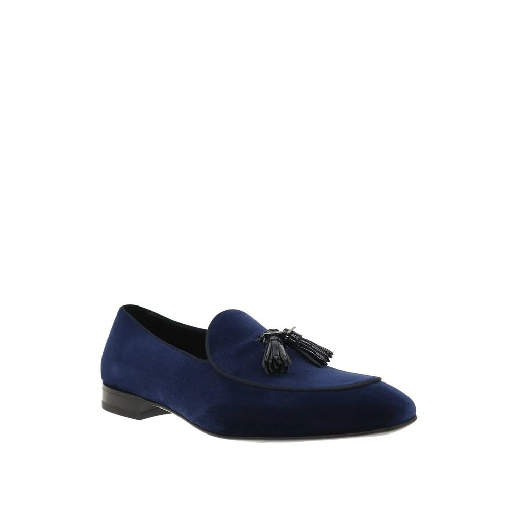 Blue Leather Slip-On Loafers