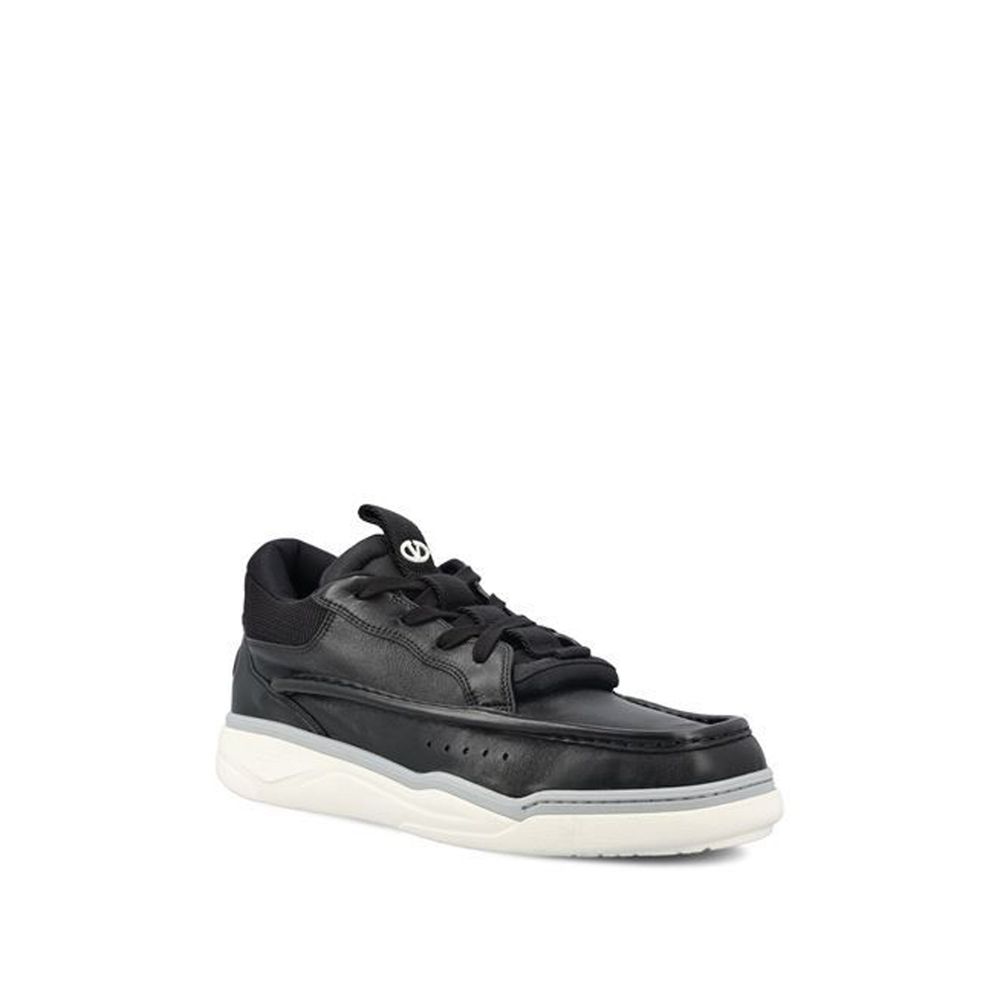 Black Lamb Leather Low Top Sneakers