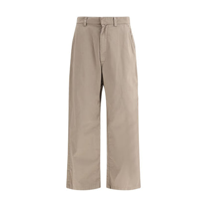 Beige Cotton Casual Pants