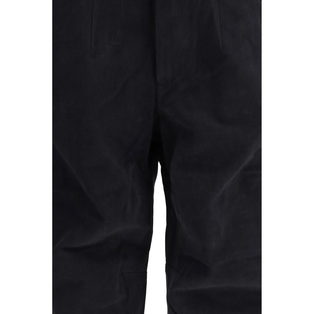 Black Cotton Casual Pants