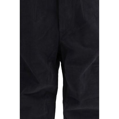 Black Cotton Casual Pants