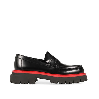 Black Leather Platform Loafers