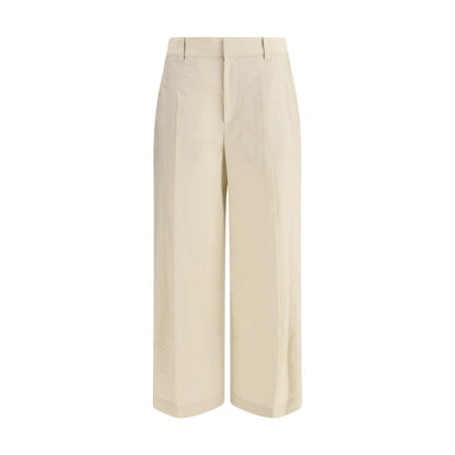 Beige Cotton Casual Pants