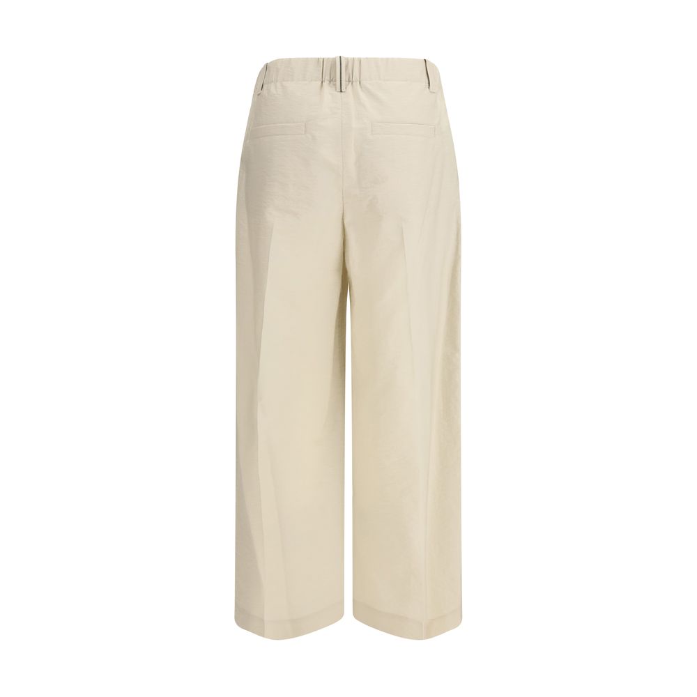 Beige Cotton Casual Pants
